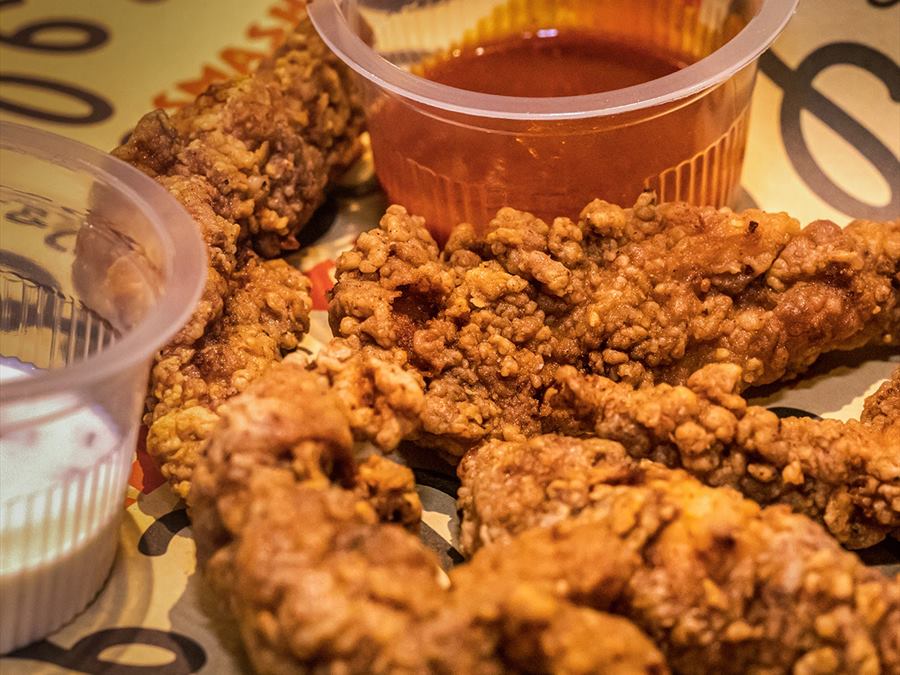 Buttermilk chicken tenders with a dipping sauce
