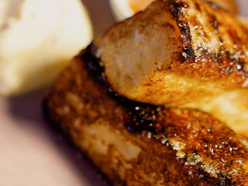 Caramelised brioche french toast with whipped mascarpone