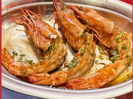 Tiger prawns in a garlic butter sauce