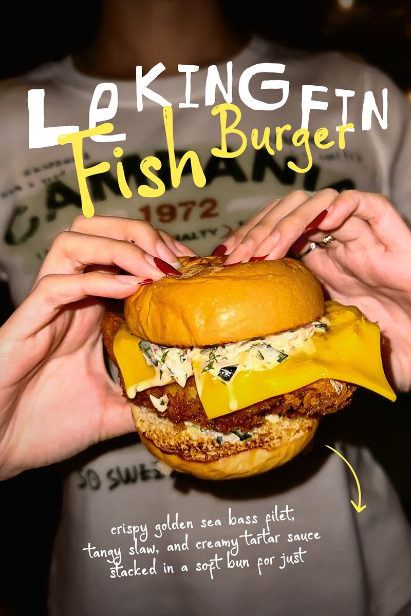 Le King Fin — the fish burger held in two hands