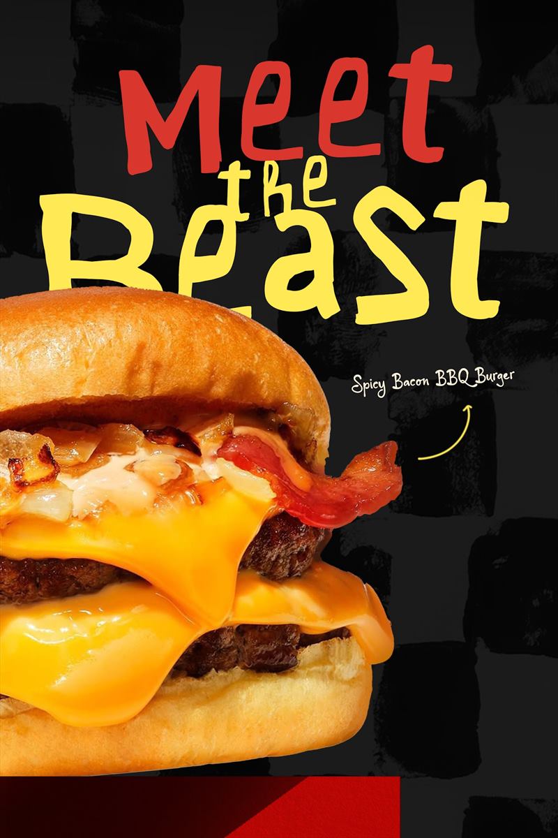 Meet the beast — the spicy bacon BBQ burger in section