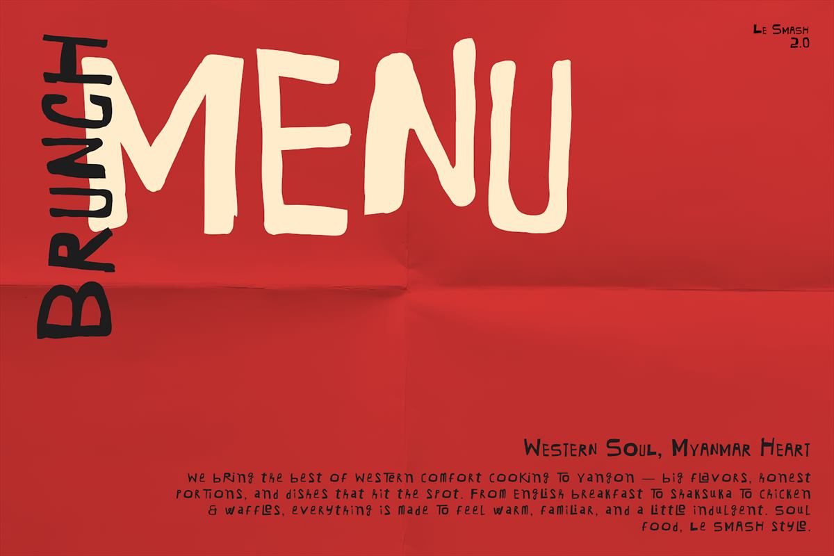 The brunch menu cover — Western soul, Myanmar heart