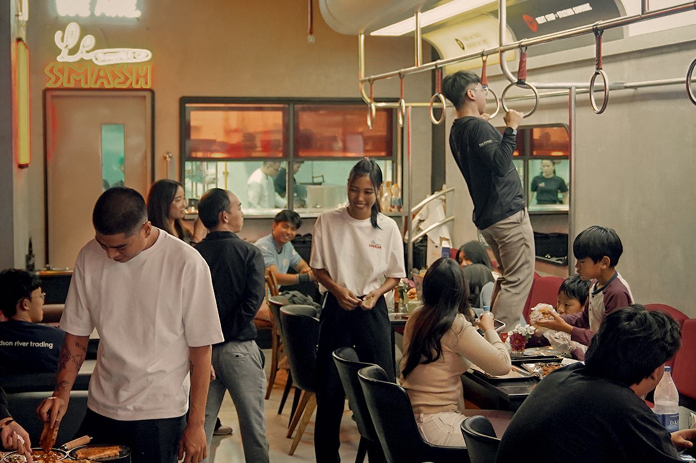 The room full, every table taken