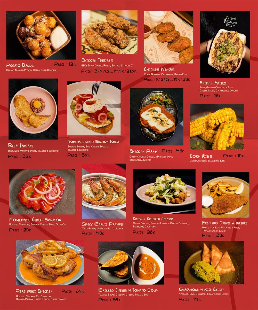 The main menu board, every dish photographed